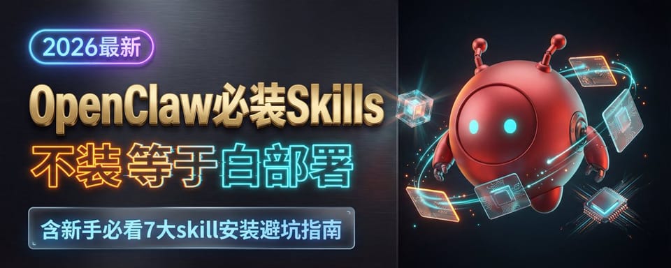 OpenClaw必装Skills——不装等于白部署（含新手必看7大skill安装避坑指南，代码指令一键复制即可）